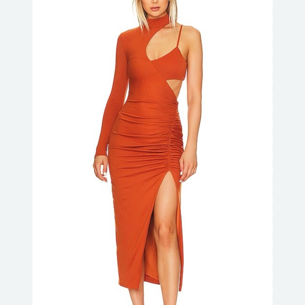 NWT NBD One-Shoulder Orange Dress